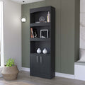 Durango Bookcase, Three Shelves, Double Door Cabinet Black Mdf Engineered Wood