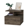 Augusta Floating Nightstand With 2 Tier Shelf And 1 Drawer Brown Mdf Engineered Wood