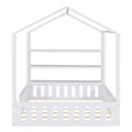 Full Size Wood House Bed With Fence And Detachable Storage Shelves, White Box Spring Not Required Full White Wood Bedroom Bed Frame Solid Wood Mdf