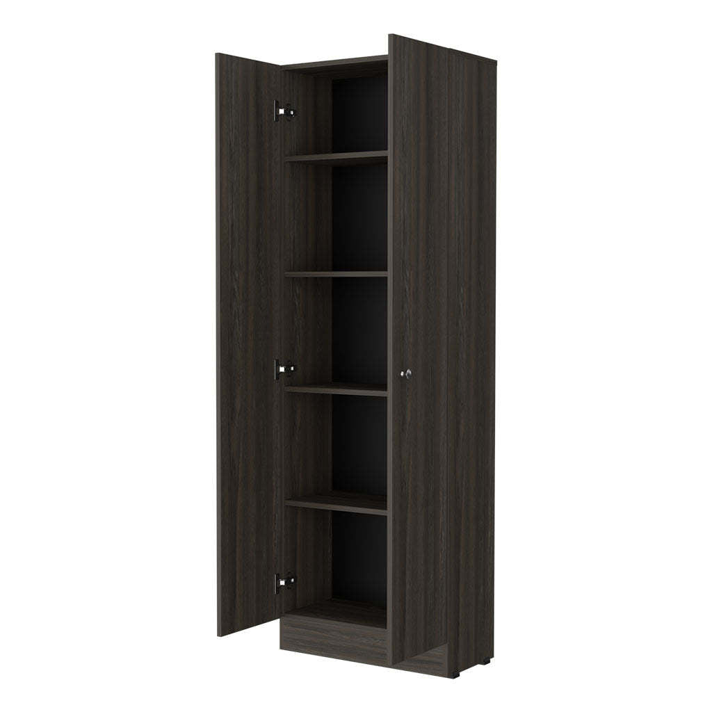 Virginia Double Door Storage Cabinet, Five Shelves White Mdf Engineered Wood