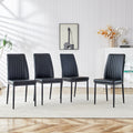 Modern Dining Table Set, 7 Piece Faux Marble Kitchen Table For 6 8, Glass Rectangular Dining Room Table With U Shaped Table Legs, Dining Table & 6 Chairs Metal Black Rectangular Mdf Glass