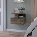 Augusta Floating Nightstand With 2 Tier Shelf And 1 Drawer Brown Mdf Engineered Wood