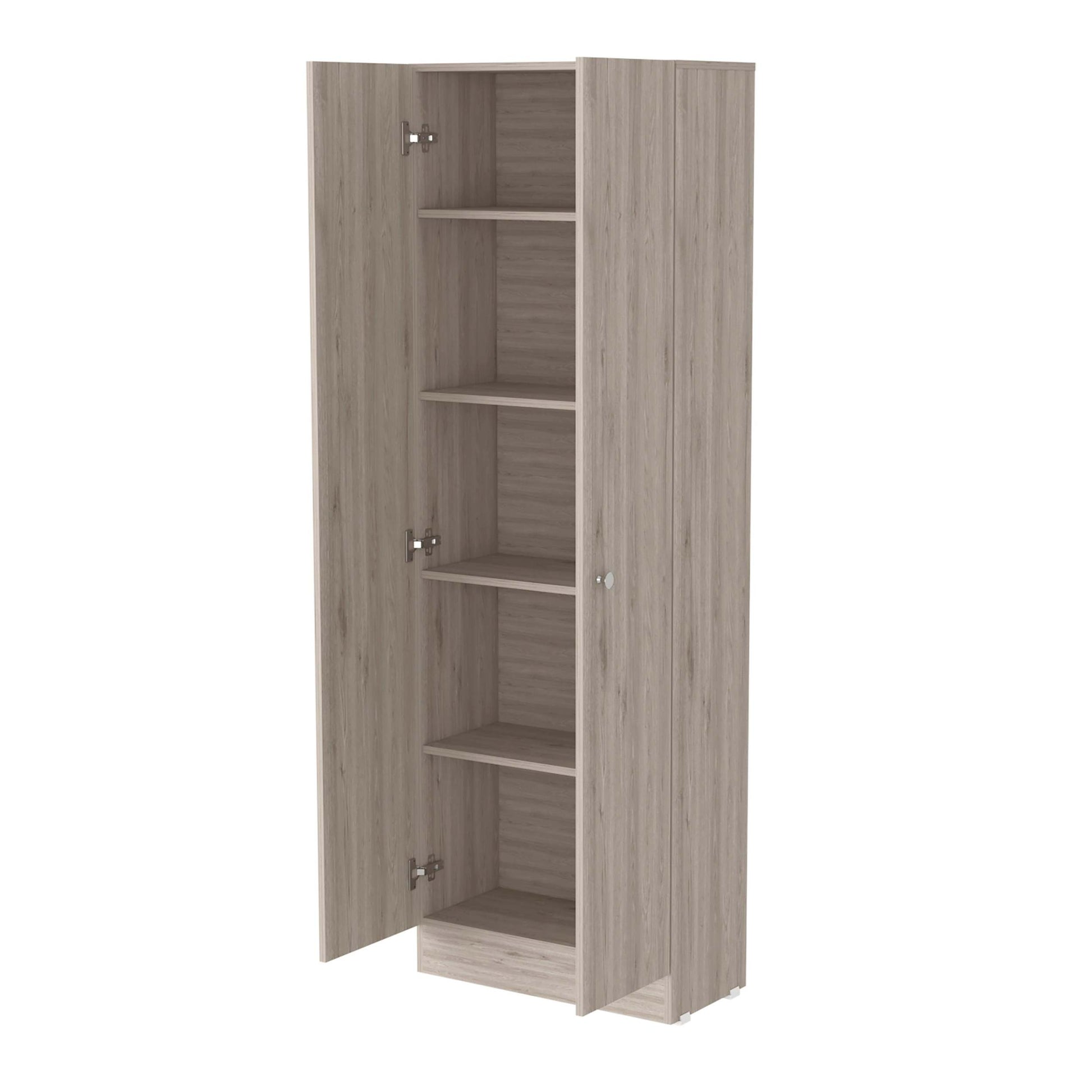 Virginia Double Door Storage Cabinet, Five Shelves Black Mdf Engineered Wood