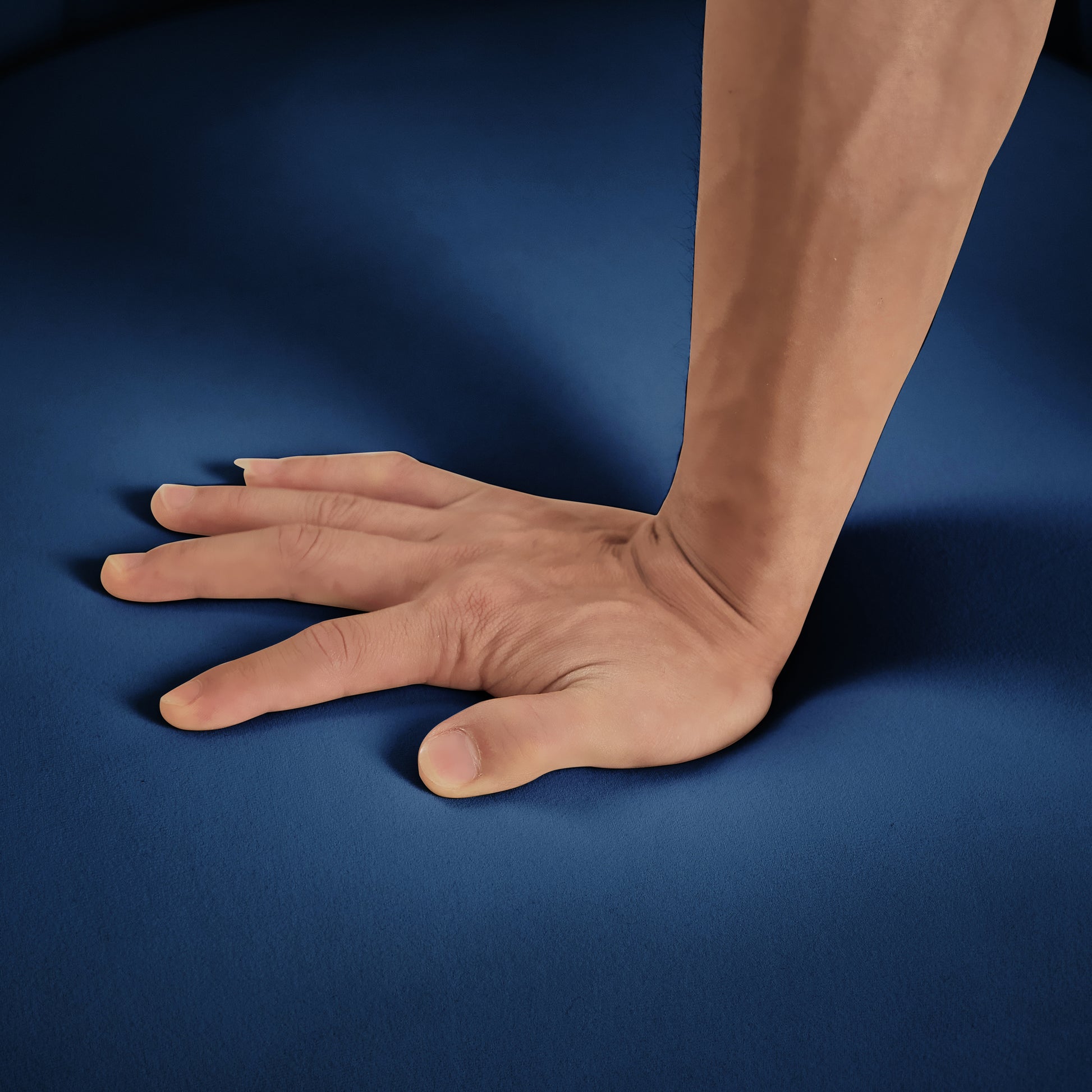 Upholstered Velvet Accent Chair With Golden Metal Stand,Mid Century Living Room Leisure Chair With Curve Backrest Navy Navy Primary Living Space Modern Foam Velvet