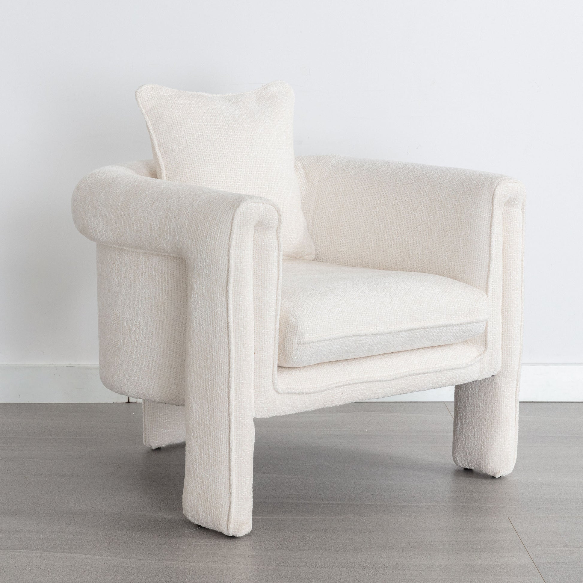 Modern Style Accent Chair Armchair For Living Room, Bedroom, Guest Room,Office, Ivory Ivory Upholstered