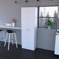 Virginia Double Door Storage Cabinet, Five Shelves White Mdf Engineered Wood