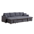 Artemax U Shape Pull Out Sleeper Sectional Sofa With Double Storage Spaces ,Dark Gray Dark Gray Fabric