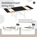 6 Piece Classic Dining Table Set, Rectangular Extendable Dining Table With Two 12
