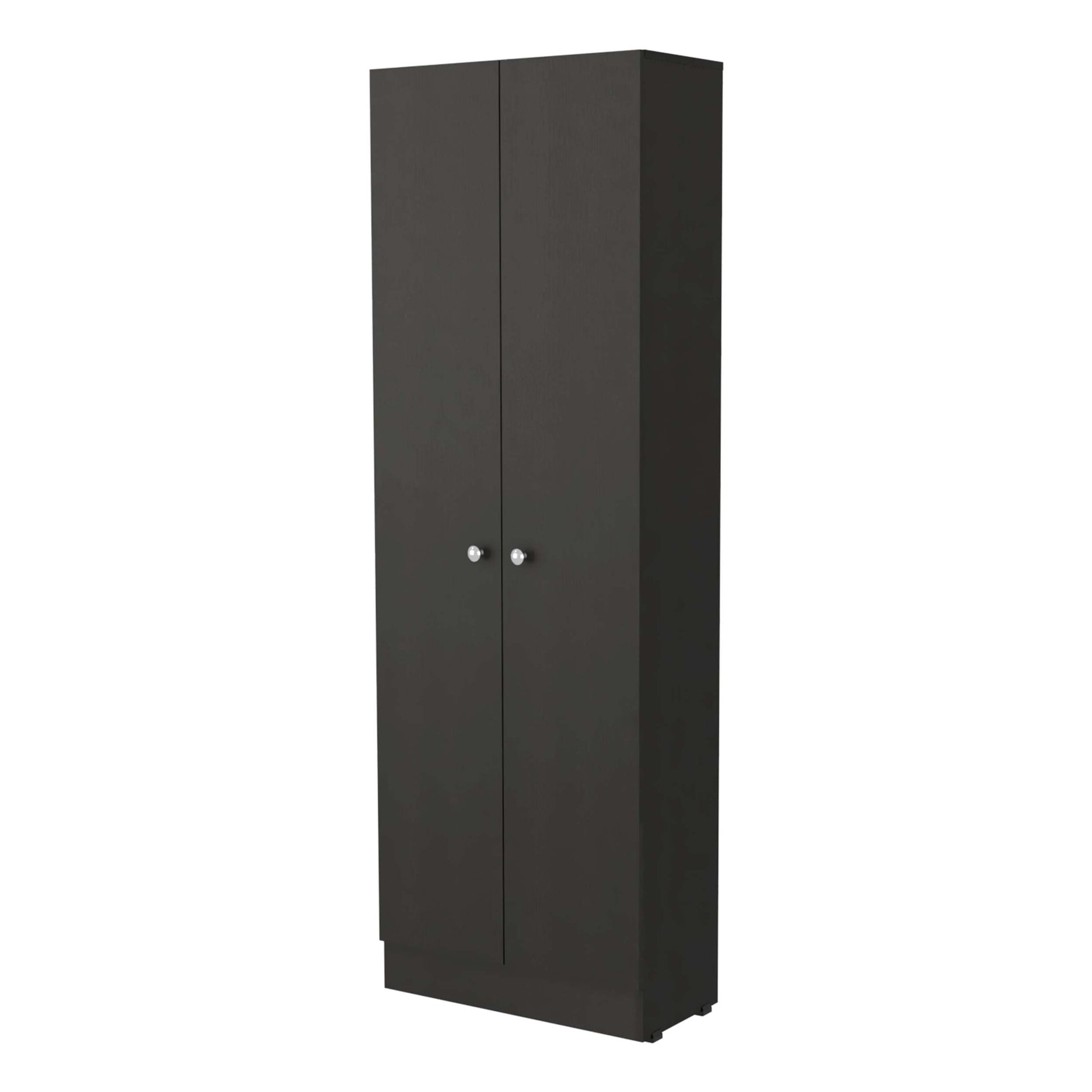 Virginia Double Door Storage Cabinet, Five Shelves Black Mdf Engineered Wood