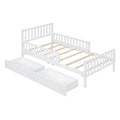 Twin Size Wood Platform Bed With Guardrails On Both Sides And Two Storage Drawers ,White Twin White Wood