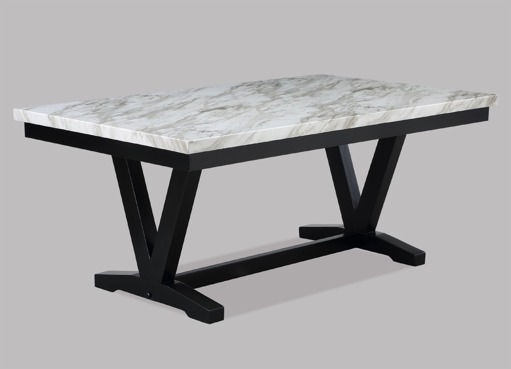 White Faux Marble & Black Finish Dining Table Set Black Faux Leather Upholstered Chairs Bench Trim Polyurethane Fabric 6Pc Set Wood Marble White Black Seats 6 Wood Dining Room 72 Inches Traditional,Vintage Rectangular Rectangular Dining Table With Chair