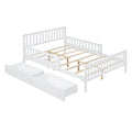 Full Size Wood Platform Bed With Guardrails On Both Sides And Two Storage Drawers ,White Full White Wood