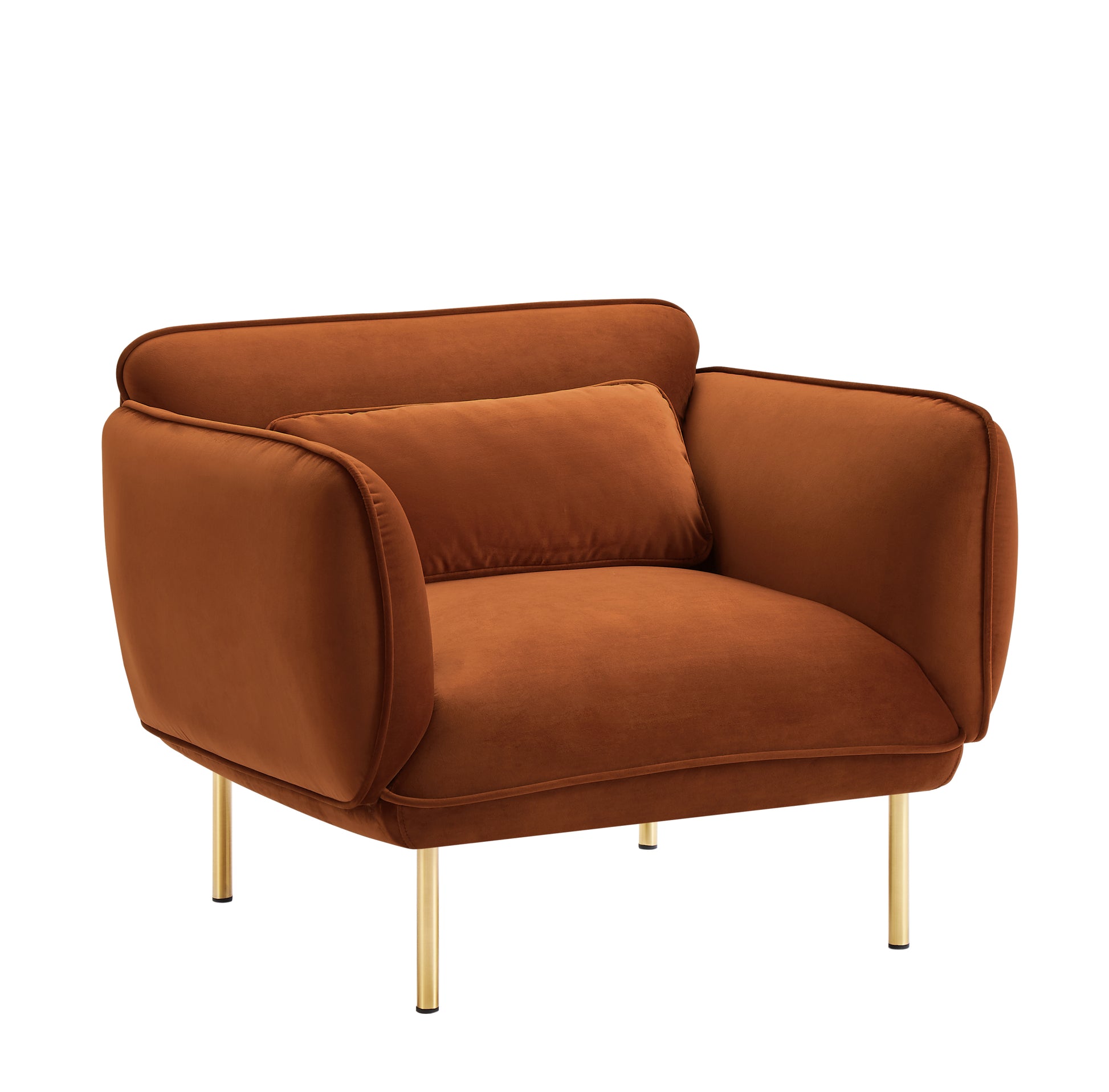Oversized Living Room Accent Velveta Armchair Upholstered Single Sofa Chair, Comfy Fabric Armchair With Metal Leg For Bedroom Living Room Apartment, Curry Brown Velvet