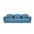 Living Room Furniture Three Seat Lazy Sofa Teddy Fabric Blue Blue Foam Teddy
