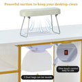 Manicure Table, Marbling Texture Nail Table With Electric Downdraft Vent,Wrist Cushion, Lockable Wheels, Storage Layers & Cabinet,White Gold White Modern Mdf Mdf Metal