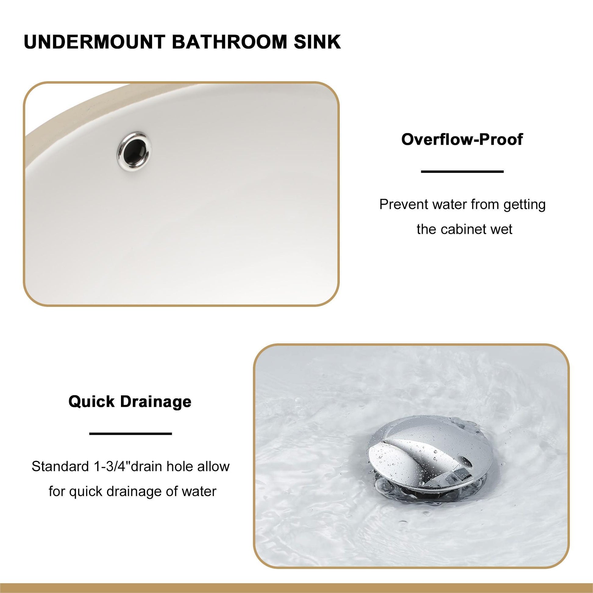16.5"X13.4" White Ceramic Oval Undermount Bathroom Sink With Overflow White Ceramic