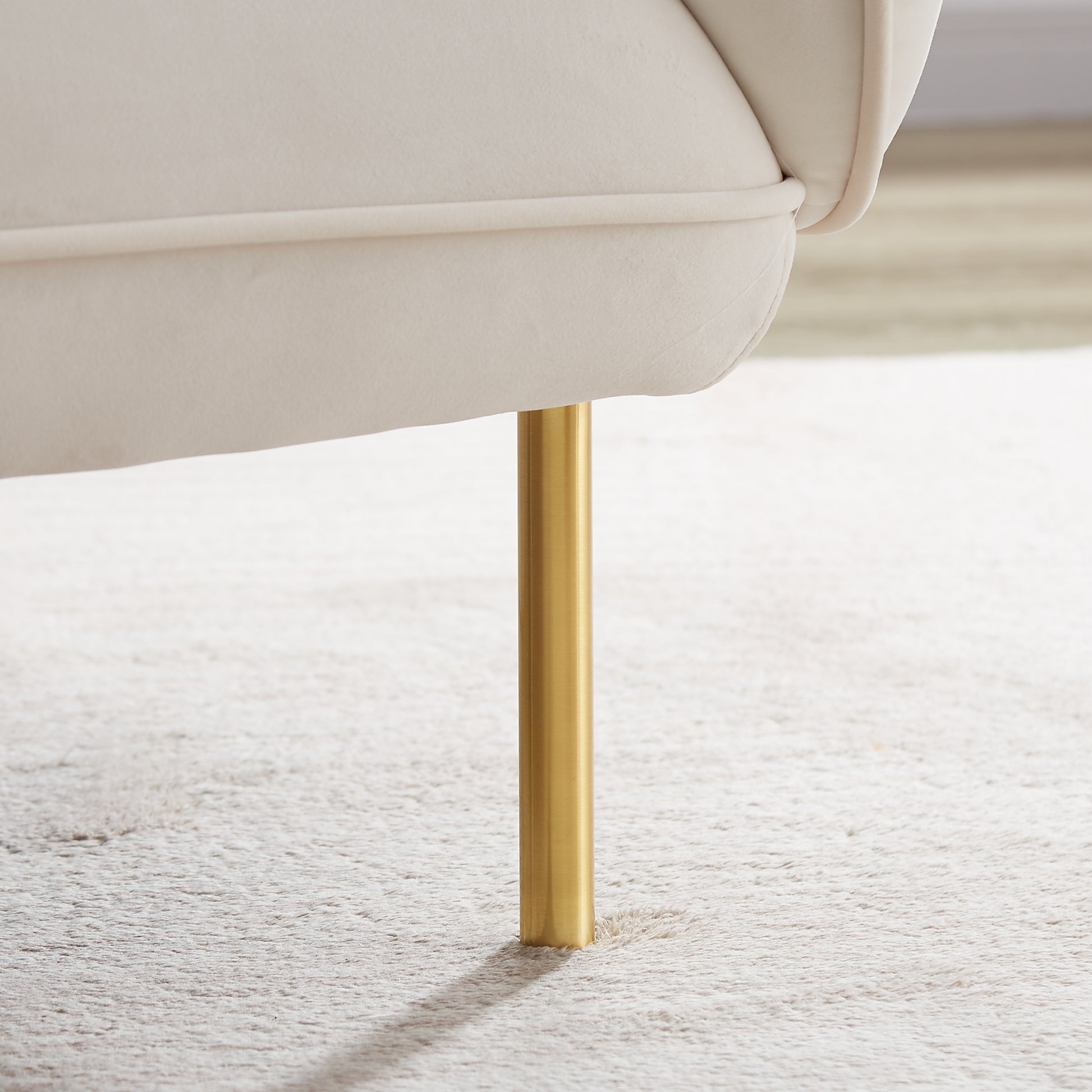 Oversized Living Room Accent Velveta Armchair Upholstered Single Sofa Chair, Comfy Fabric Armchair With Metal Leg For Bedroom Living Room Apartment, Beige Beige Velvet