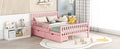 Full Size Wood Platform Bed With Guardrails On Both Sides And Two Storage Drawers ,Pink Full Pink Wood