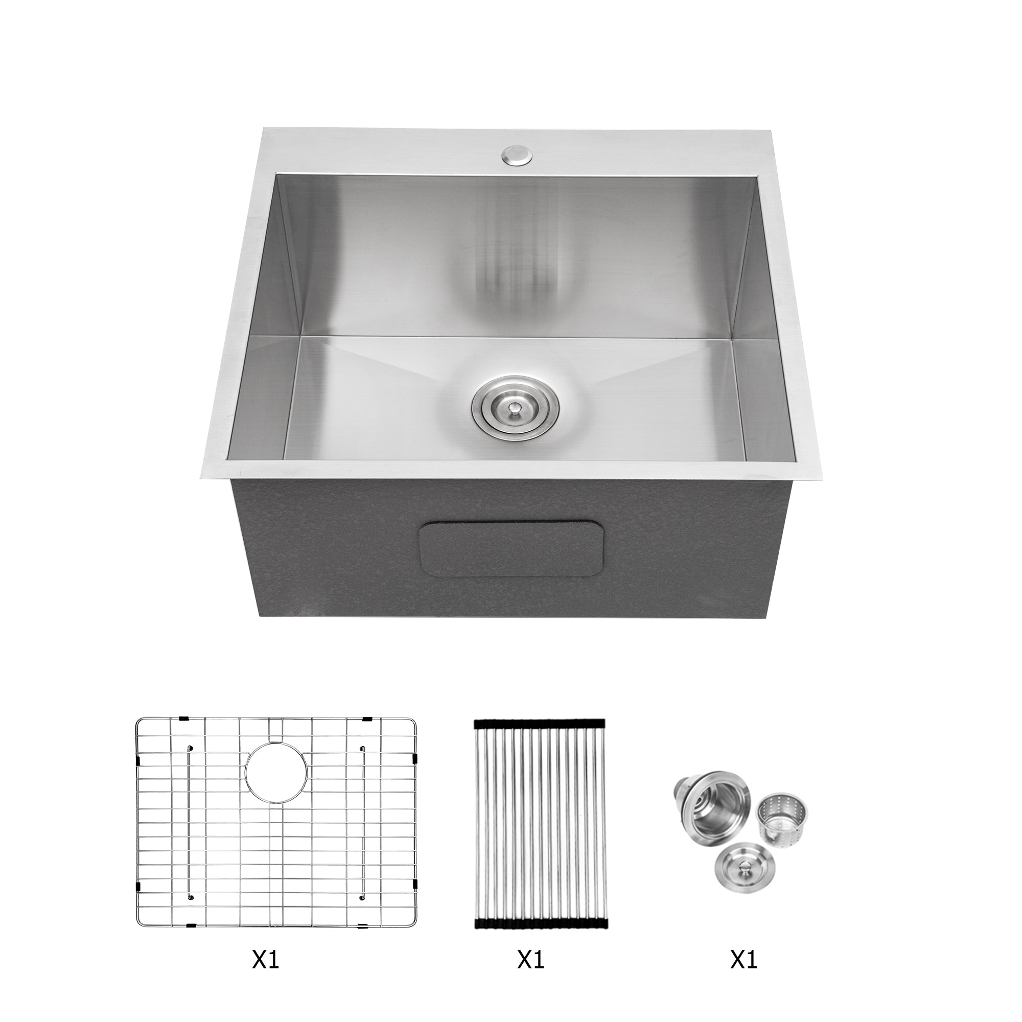 Laundry Sink 22X22X12" Drop In Laundry Sink Brushed Nickel Stainless Steel