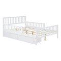 Full Size Wood Platform Bed With Guardrails On Both Sides And Two Storage Drawers ,White Full White Wood