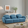 Living Room Furniture Three Seat Lazy Sofa Teddy Fabric Blue Blue Foam Teddy