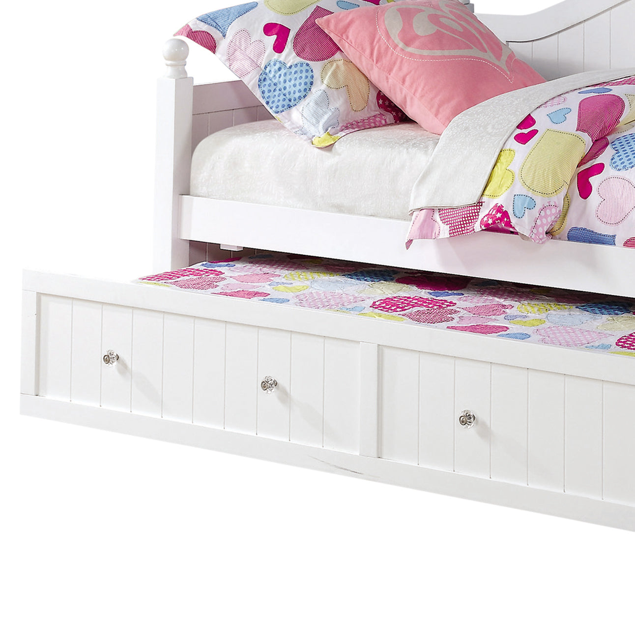 White Twin Daybed With Trundle Box Spring Not Required Twin White Wood White Bedroom Transitional Pine Wood