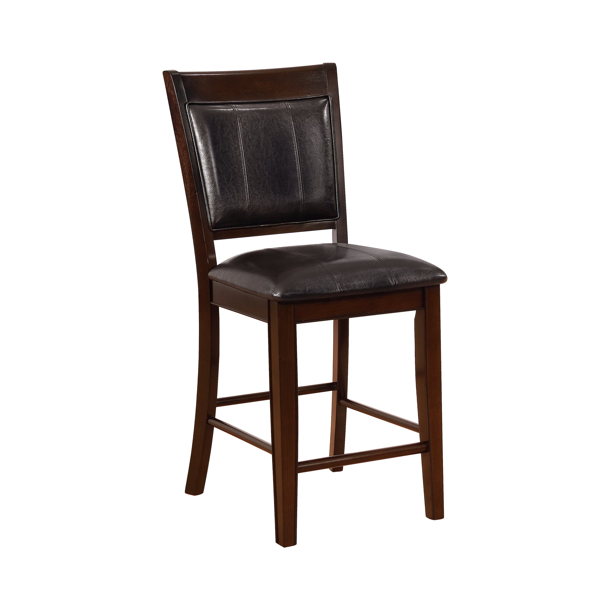 Farmhouse Style 2Pc Dark Brown Espresso Pu Counter Height Chair Bar Stool Footrest Faux Leather Fabric Upholstered Back Seat Wooden Furniture Espresso Dining Room Contemporary,Farmhouse Dining Chairs Wood