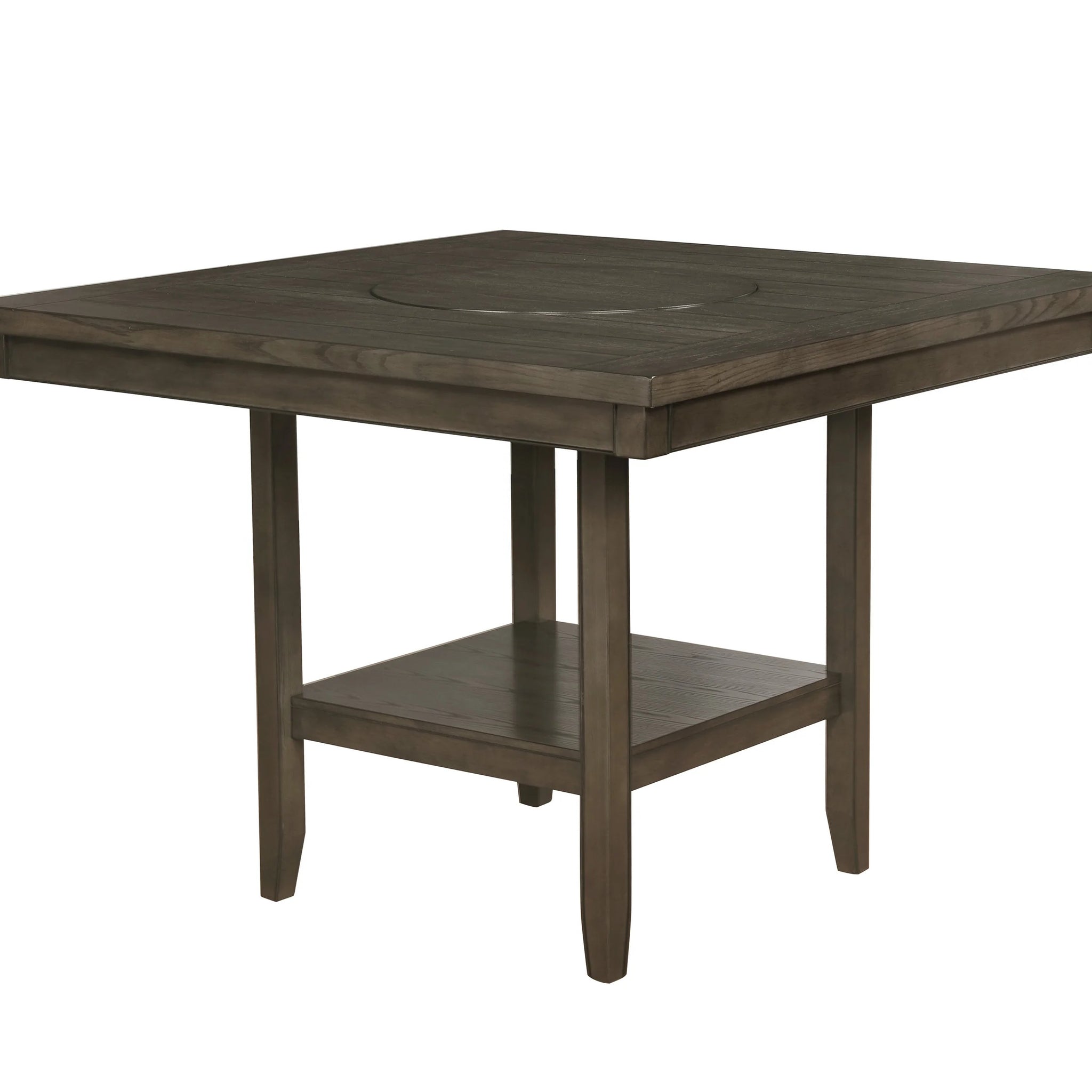 1Pc Contemporary Transitional Counter Height Dining Table With 20 Inch Lazy Susan Gray Finish Wooden Wood Veneers Solid Wood Dining Room Furniture Gray Dining Room Contemporary,Farmhouse,Transitional Square Wood