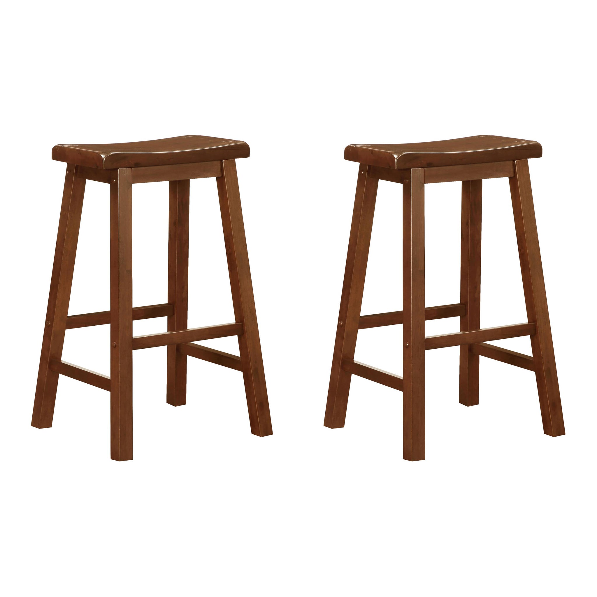 Chestnut Bar Stools Set Of 2 Solid Brown Brown Dining Room Wipe Clean Transitional Bar Stools Rubberwood Wood