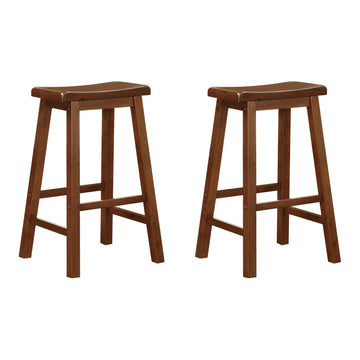 Chestnut Bar Stools Set Of 2 Solid Brown Brown Dining Room Wipe Clean Transitional Bar Stools Rubberwood Wood
