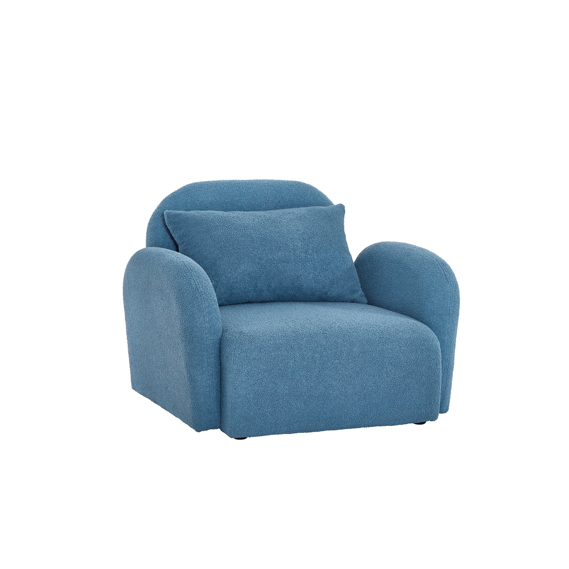 Living Room Furniture Lazy Sofa Chair Teddy Fabric Blue Blue Foam Teddy