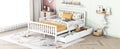 Full Size Wood Platform Bed With Guardrails On Both Sides And Two Storage Drawers ,White Full White Wood