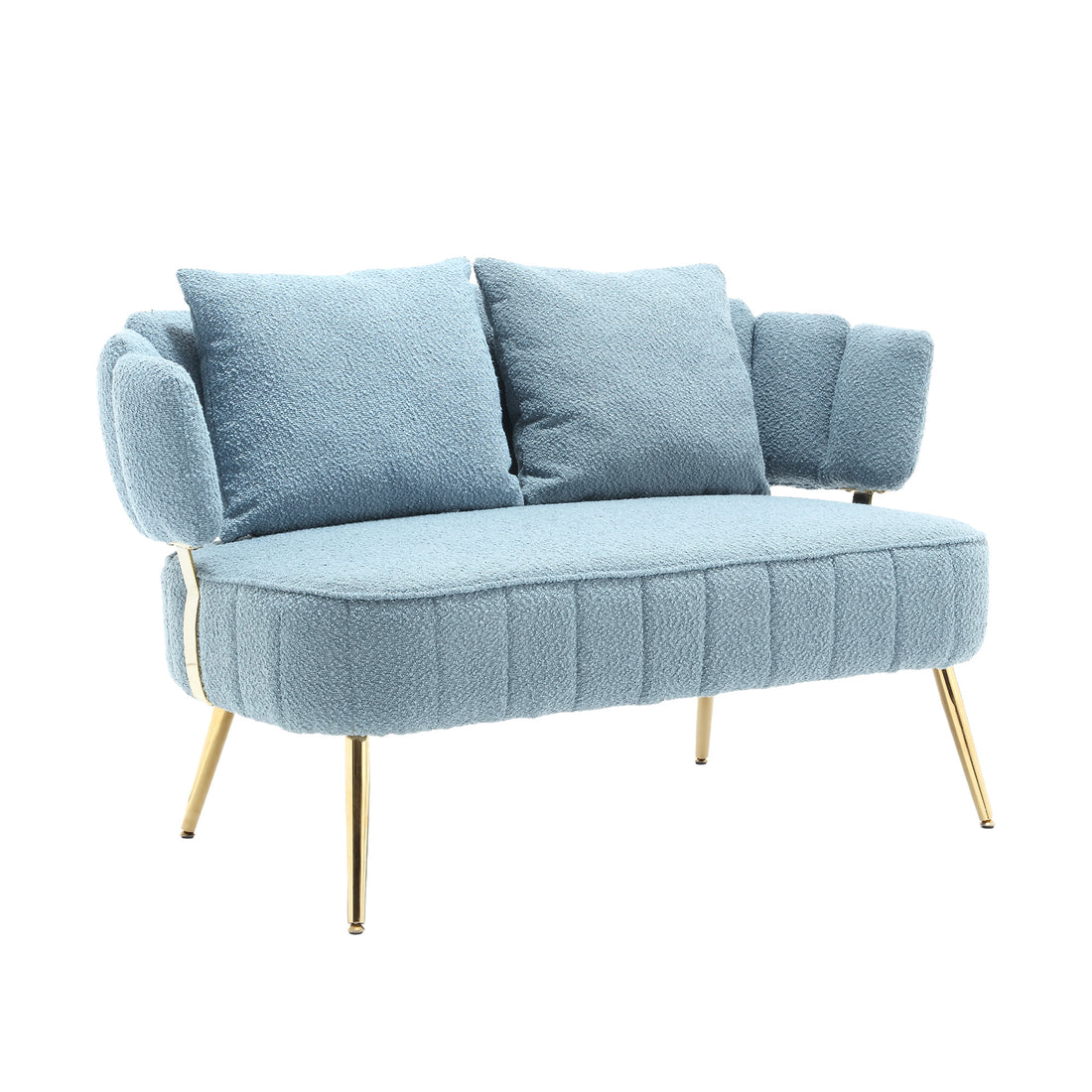 Coolmore Polyester Accent Sofa Modern Upholstered Armsofa Tufted Sofa With Metal Frame, Single Leisure Sofa For Living Room Bedroom Office Balcony Light Blue Boucle