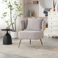 Coolmore Boucle Accent Chair Modern Upholstered Armchair Tufted Chair With Metal Frame, Single Leisure Chairs For Living Room Bedroom Gray Boucle