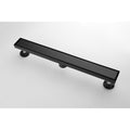 28 Inches Linear Shower Drain, Included Hair Strainer And Leveling Feet Matt Black Stainless Steel