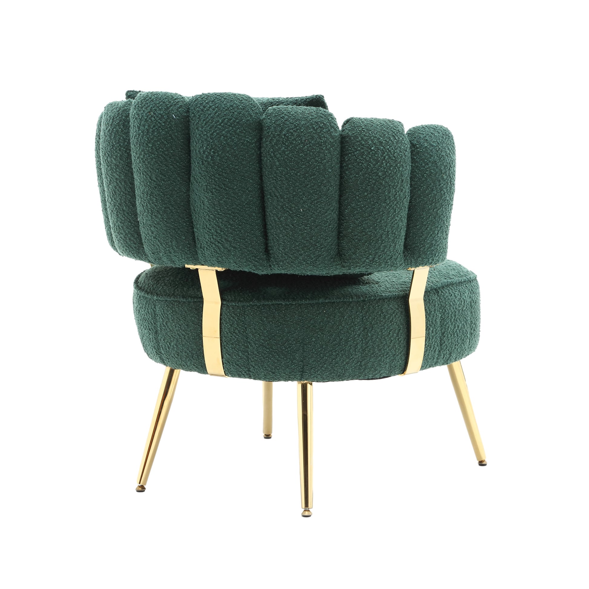Coolmore Boucle Accent Chair Modern Upholstered Armchair Tufted Chair With Metal Frame, Single Leisure Chairs For Living Room Bedroom Emerald Boucle