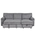 Upholstery Sleeper Sectional Sofa With Storage Bags And 2 Cup Holders On Arms Gray Wood Cushion Back Square Arms Polyester 3 Seat