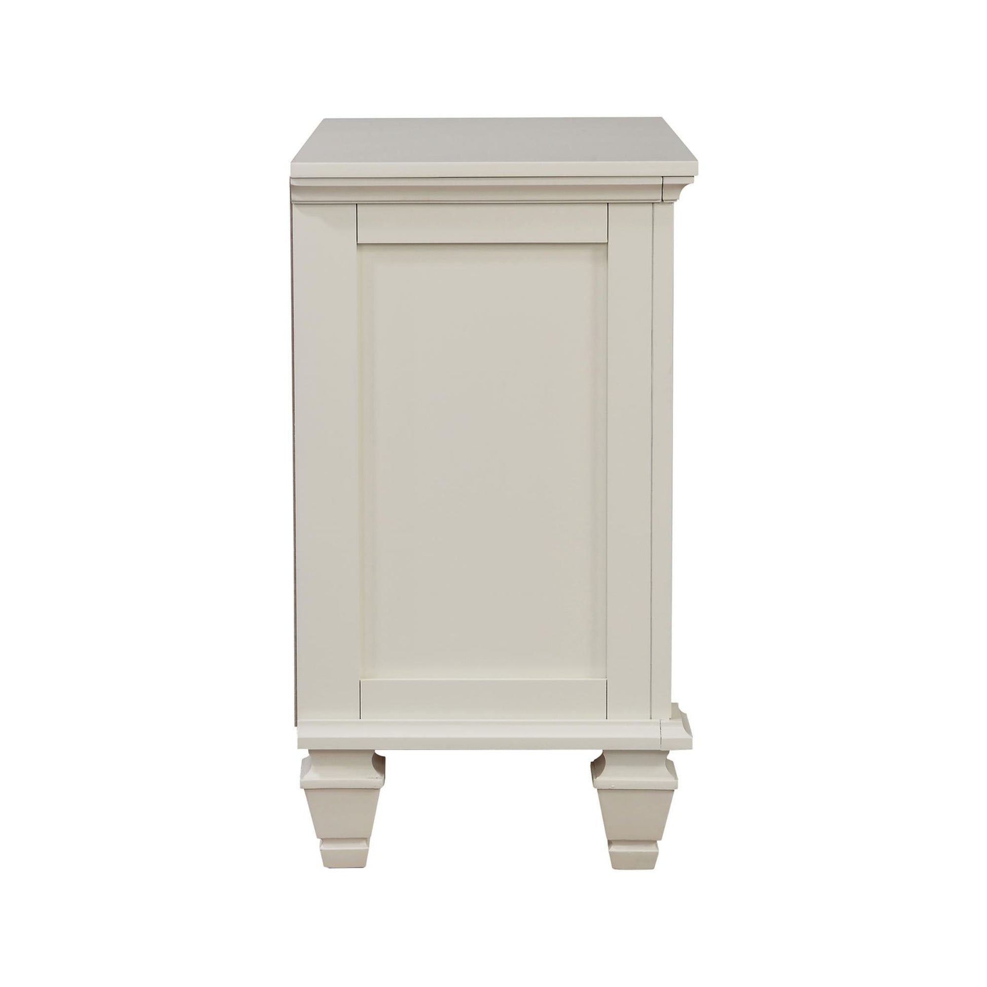 Cream White 3 Drawer Nightstand With Pull Out Tray Cream White White 3 Drawers Bedroom Drawer Storage Coastal Rubberwood Felt Lined Drawers White Wood