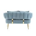Coolmore Polyester Accent Sofa Modern Upholstered Armsofa Tufted Sofa With Metal Frame, Single Leisure Sofa For Living Room Bedroom Office Balcony Light Blue Boucle