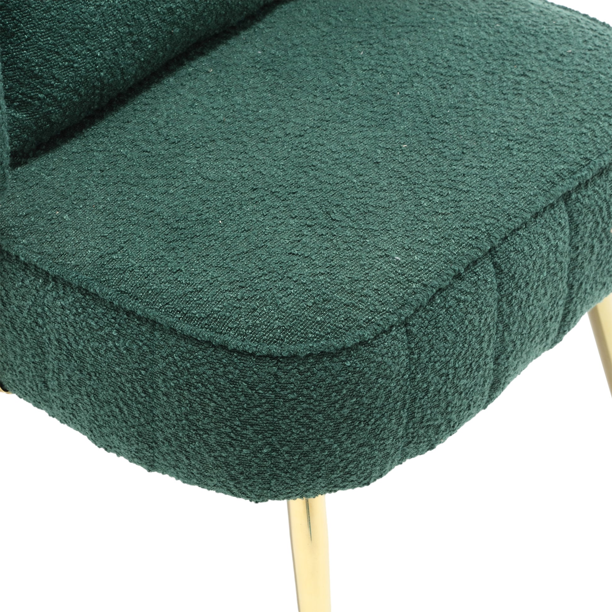 Coolmore Boucle Accent Chair Modern Upholstered Armchair Tufted Chair With Metal Frame, Single Leisure Chairs For Living Room Bedroom Emerald Boucle