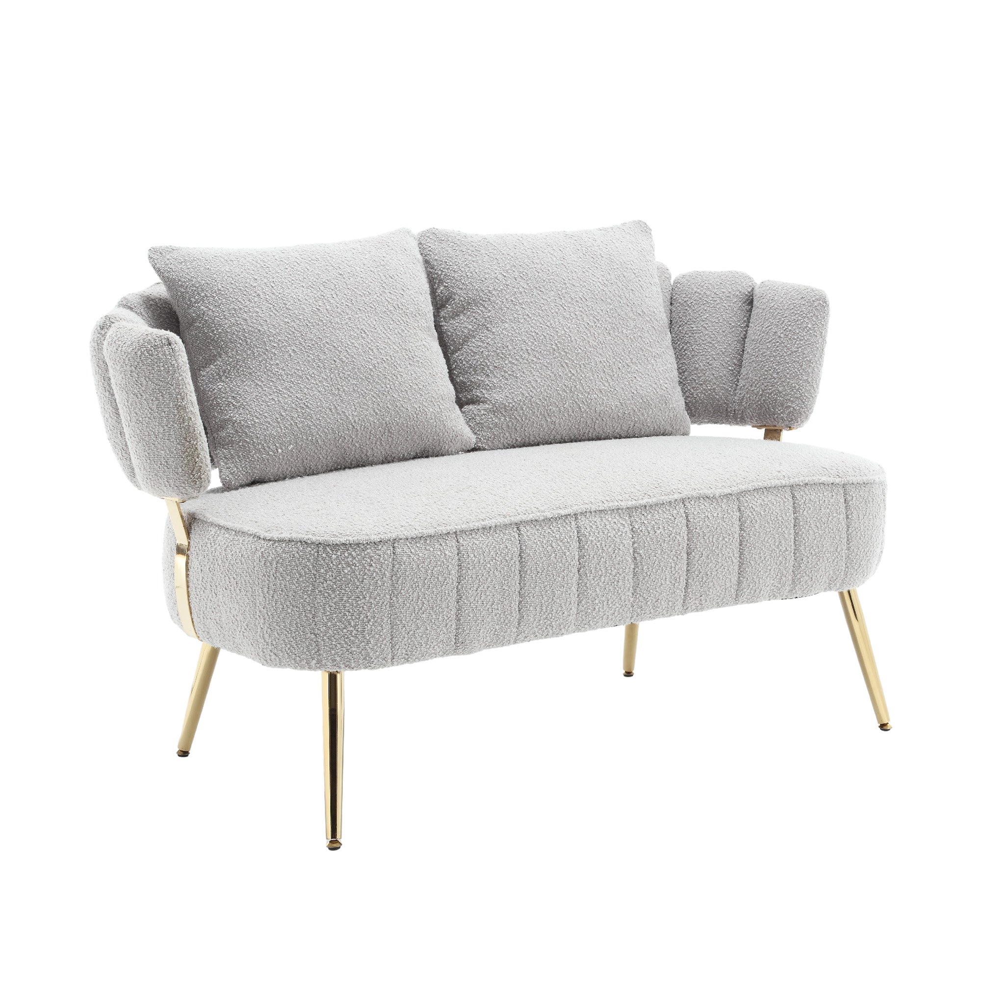 Coolmore Polyester Accent Sofa Modern Upholstered Armsofa Tufted Sofa With Metal Frame, Single Leisure Sofa For Living Room Bedroom Office Balcony Gray Boucle
