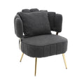 Coolmore Boucle Accent Chair Modern Upholstered Armchair Tufted Chair With Metal Frame, Single Leisure Chairs For Living Room Bedroom Black Boucle