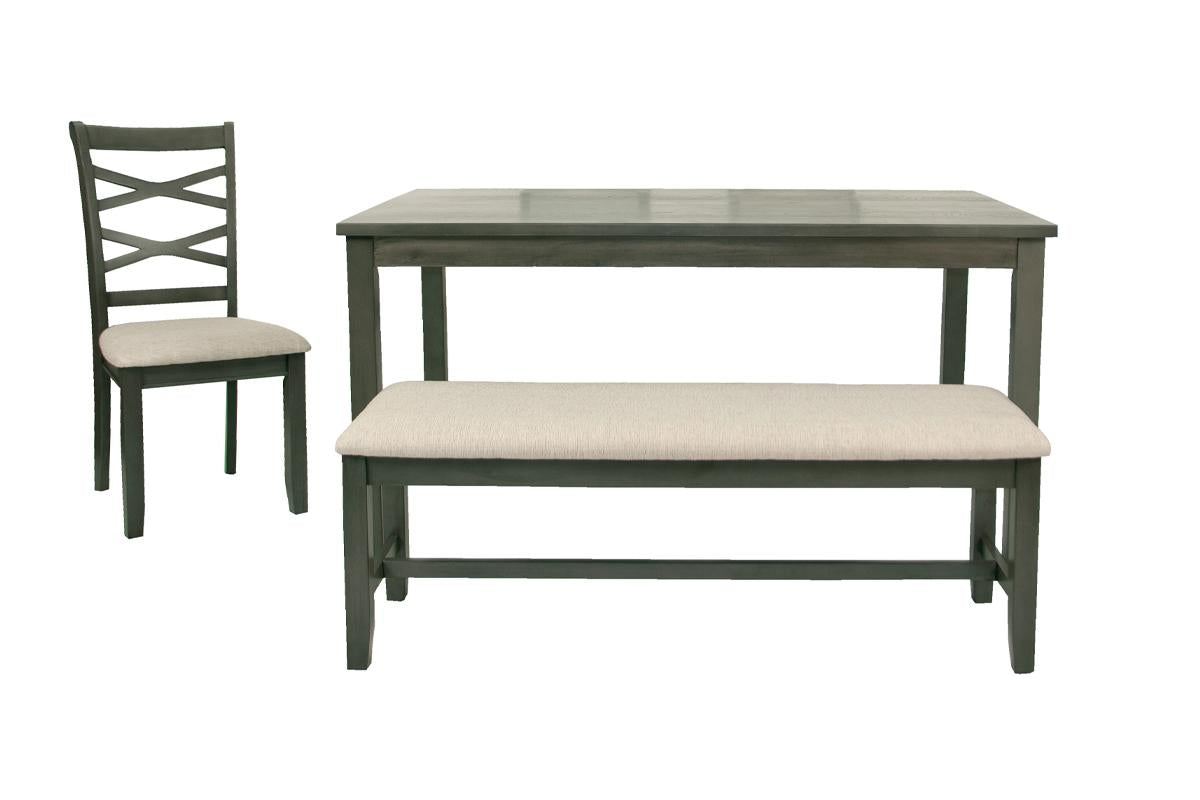 Dining Room Furniture Modern 6Pcs Set Dining Table 4X Side Chairs And A Bench Rubberwood Unique Design Back Chair Wooden Top Gray Wood Dining Room Bench Seating Birch Rectangular Dining Table With Chair And Bench Wood Wood Grey Mix Seats 6 60 Inches