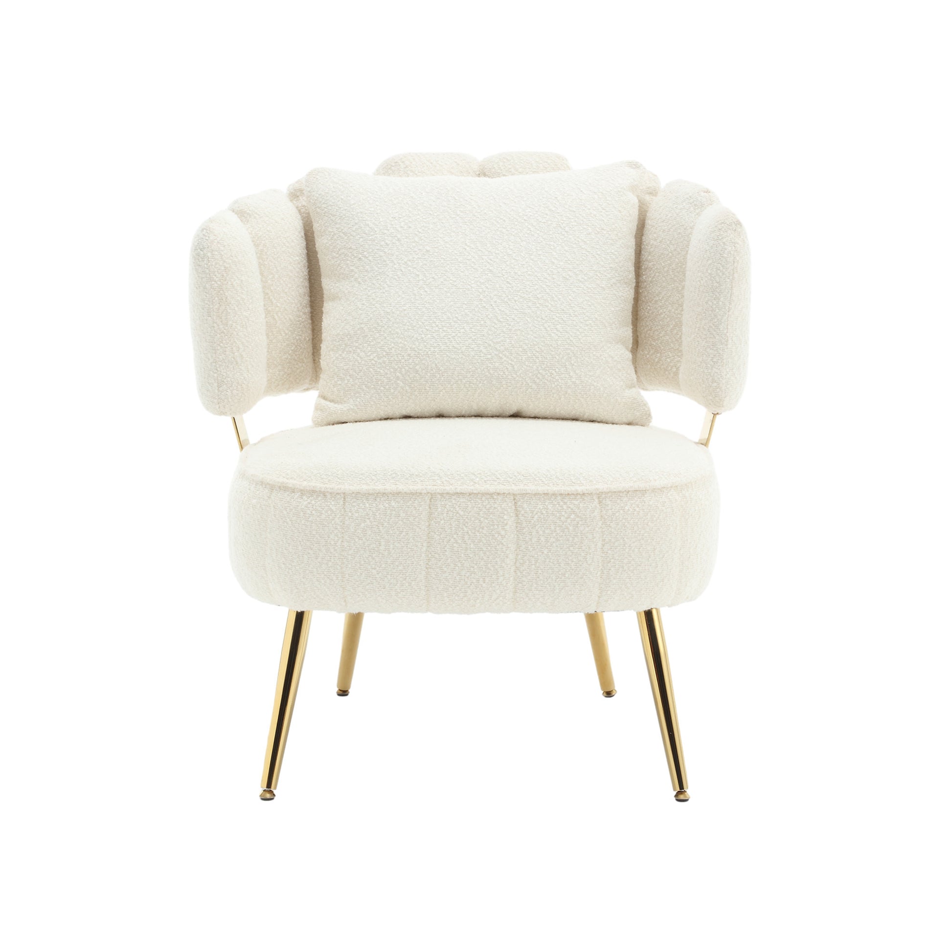 Coolmore Boucle Accent Chair Modern Upholstered Armchair Tufted Chair With Metal Frame, Single Leisure Chairs For Living Room Bedroom Beige Boucle