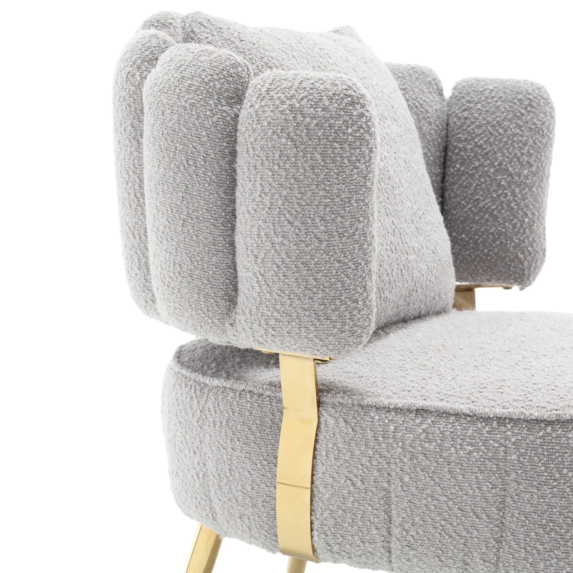 Coolmore Boucle Accent Chair Modern Upholstered Armchair Tufted Chair With Metal Frame, Single Leisure Chairs For Living Room Bedroom Gray Boucle
