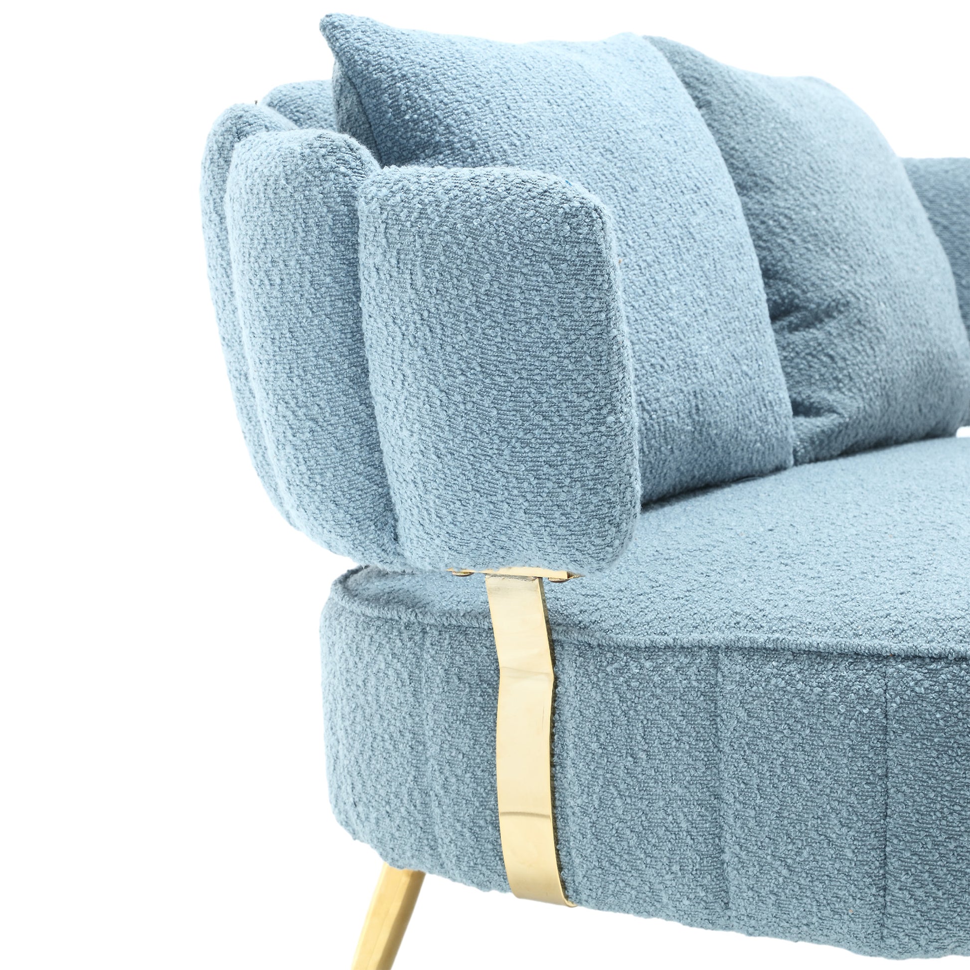 Coolmore Polyester Accent Sofa Modern Upholstered Armsofa Tufted Sofa With Metal Frame, Single Leisure Sofa For Living Room Bedroom Office Balcony Light Blue Boucle