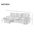 Upholstery Sleeper Sectional Sofa With Storage Bags And 2 Cup Holders On Arms Gray Wood Cushion Back Square Arms Polyester 3 Seat