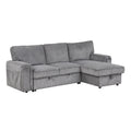 Upholstery Sleeper Sectional Sofa With Storage Bags And 2 Cup Holders On Arms Gray Wood Cushion Back Square Arms Polyester 3 Seat