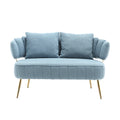 Coolmore Polyester Accent Sofa Modern Upholstered Armsofa Tufted Sofa With Metal Frame, Single Leisure Sofa For Living Room Bedroom Office Balcony Light Blue Boucle