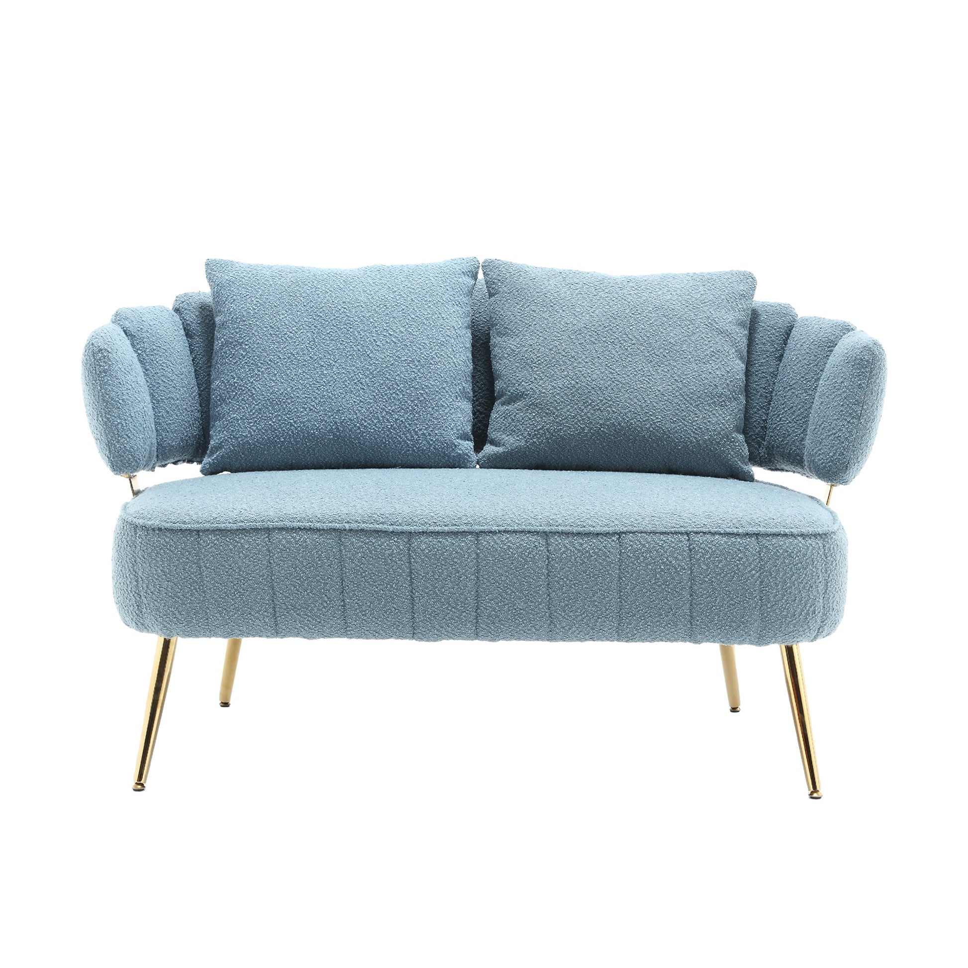 Coolmore Polyester Accent Sofa Modern Upholstered Armsofa Tufted Sofa With Metal Frame, Single Leisure Sofa For Living Room Bedroom Office Balcony Light Blue Boucle